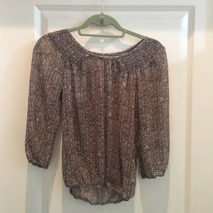 Semi sheer tan and cream top